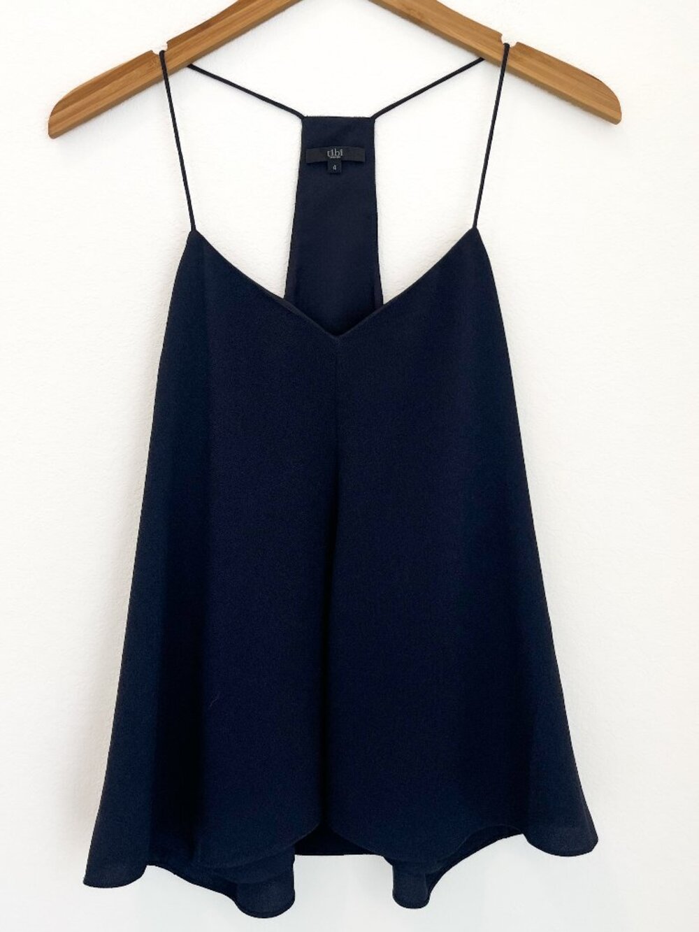 Tibi Navy Racerback Spaghetti Strap Cami Blouse Size 4